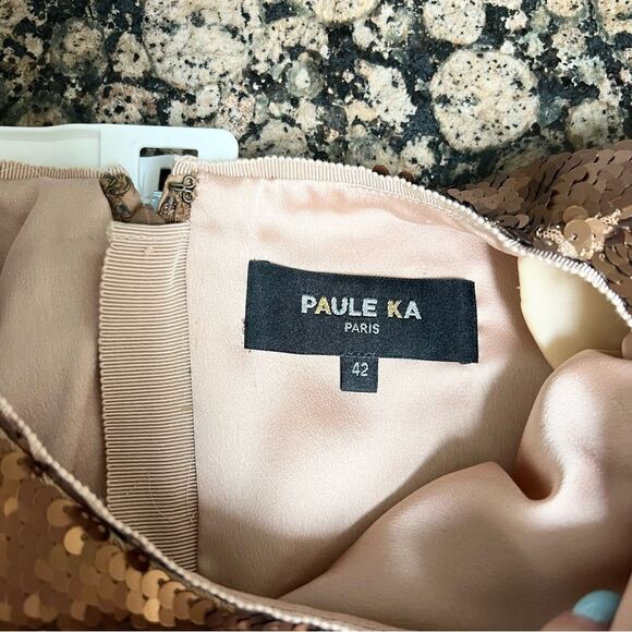 Paule Ka Paris Womens Sequin Cocktail Dress Champagne Gold Size 42 - Picture 6 of 7